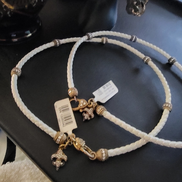 Judith Ripka 925 silver, Leather Verona Rope w/ Rare Fleur de Lis Charm - Picture 16 of 16